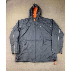 Vintage Wilson Windbreaker Jacket Men M Gray Hooded Mesh Lined Full Zip Rain Y2K